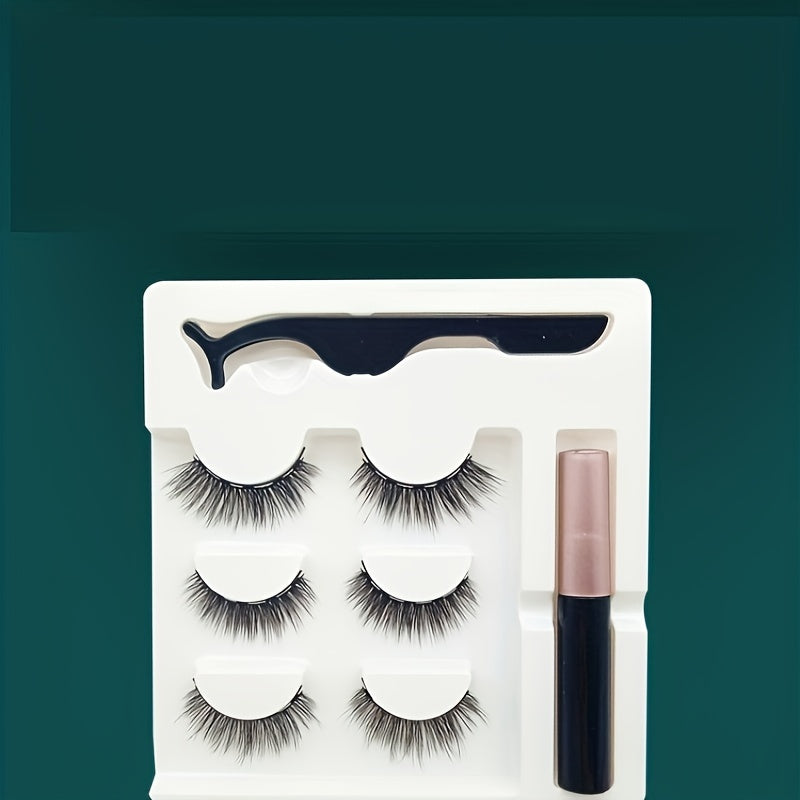 Magnetic Eyelashes Set with Eyeliner and Tweezers - Fluffy & Wispy