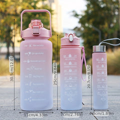 3pcs Motivational Water Bottles with Time Marker