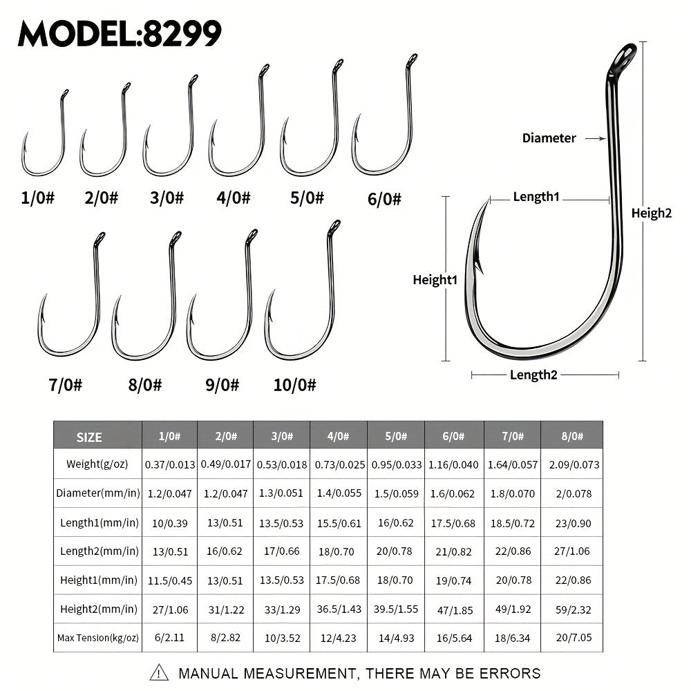 PROBEROS 50pcs Fishing Hooks, High Carbon Steel Fishhooks, Corrosion Resistant