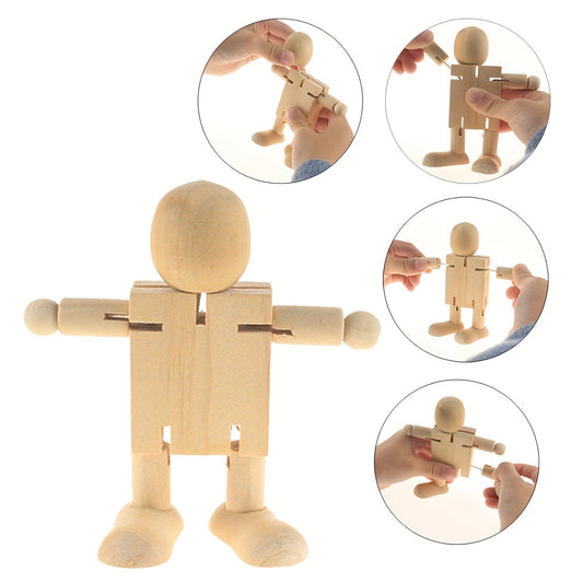 Halloween Wooden Embryo Robot DIY Colored Decoration Toy