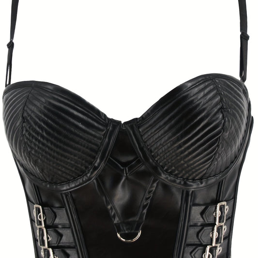 PU Leather Shaping Cami Top Gothic Punk Bustier Corset