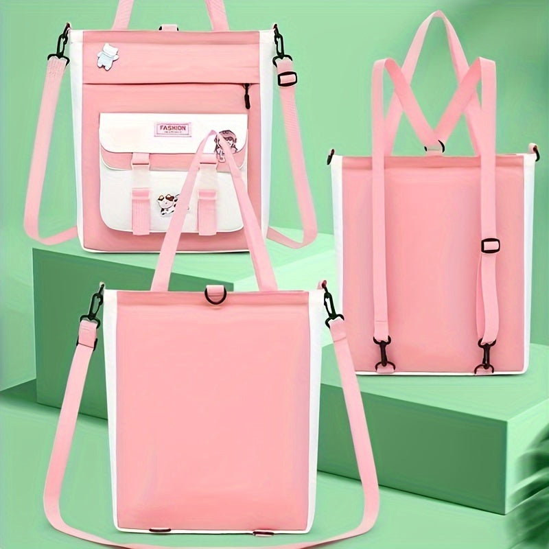Canvas Tutoring Bag Laptop Student Shoulder Crossbody Waterproof Backpack