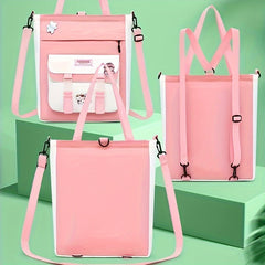 Canvas Tutoring Bag Laptop Student Shoulder Crossbody Waterproof Backpack
