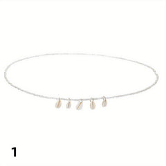 Boho Beads Waist Chain Shell Crushed Stone Decor Elastic Belly Chain