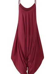  Solid V Neck Cami Jumpsuit With Pockets