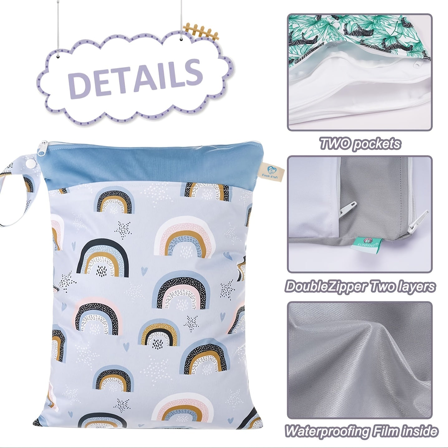 Waterproof Reusable Wet Bag Diaper Baby Cloth Diaper Wet Dry Bag