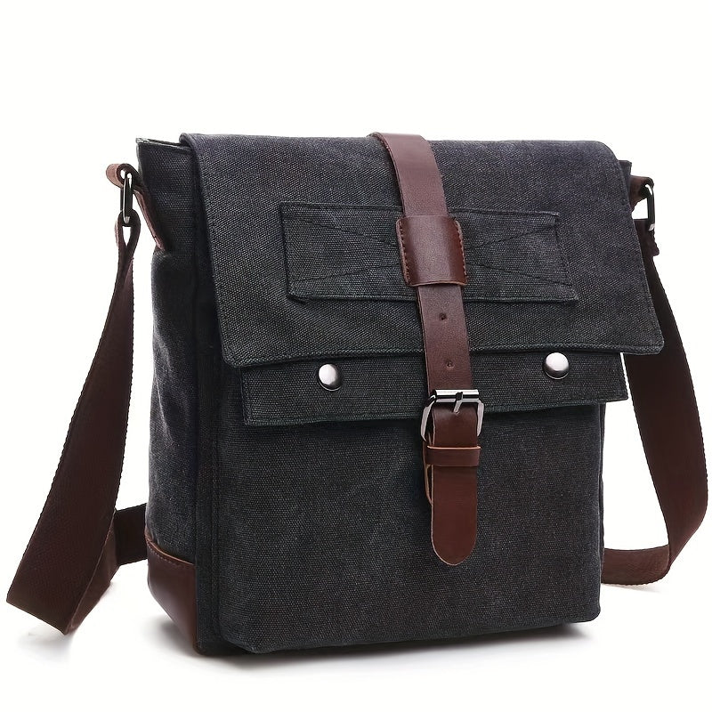 Vintage Canvas Messenger Bag for Men Shoulder Satchel with Multiple Pockets