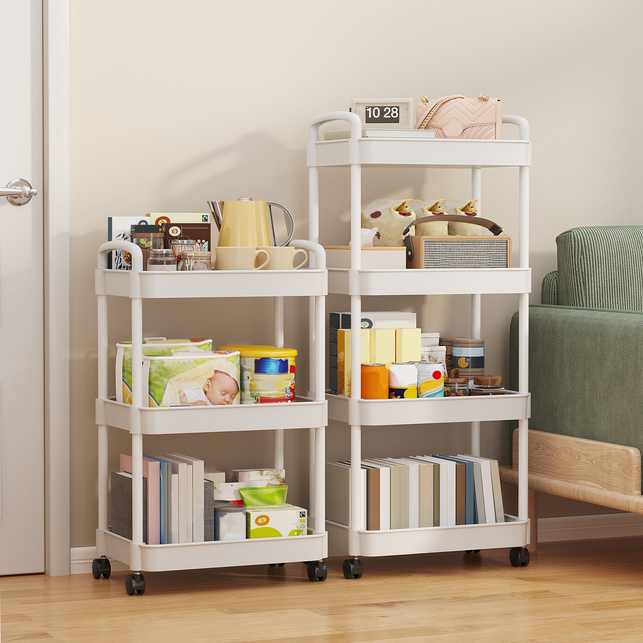 Function Wheeled Mobile Storage Rack Layer Book Storage Trolley