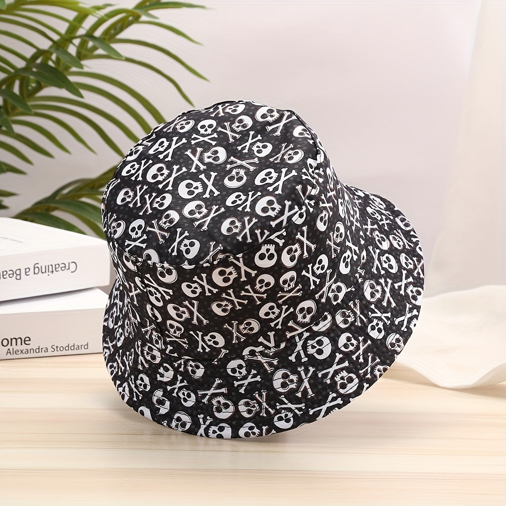 Skull Pattern Print Bucket Hat Lightweight Sun Hat Unisex Travel Essential