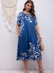  Floral Print Midi Dress with Pockets