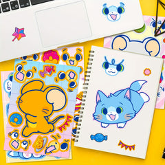 6 Sheets DIY Cartoon Mouse Stickers - Party Favors Make A Face Stickers