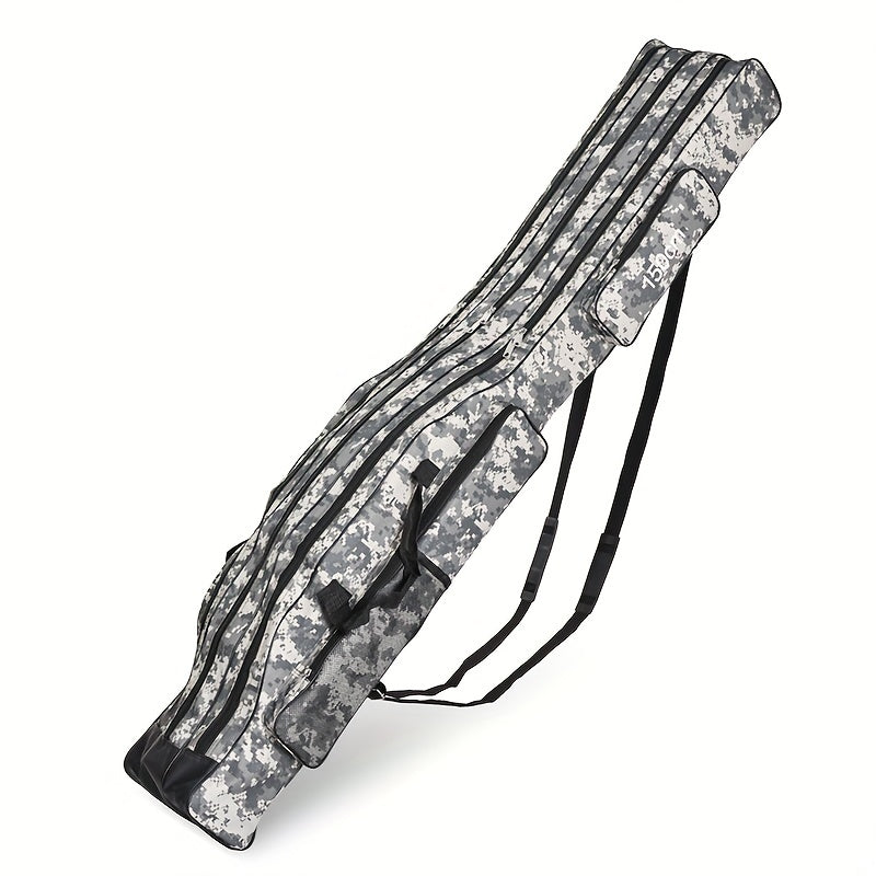 Portable Fishing Rod Case Triple Folding Waterproof Camouflage Travel Carry Bag