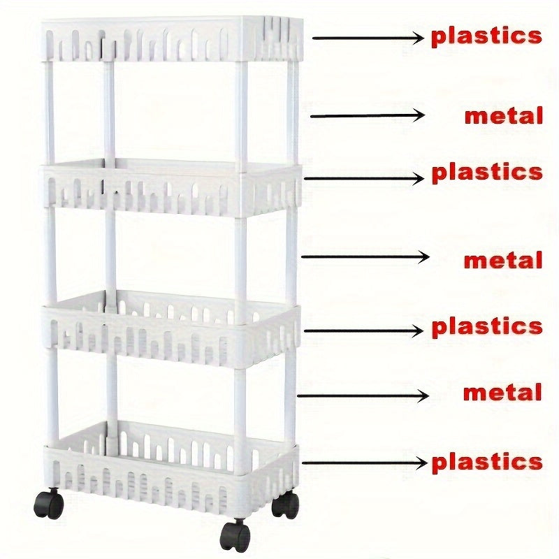 Plastic Storage Cart 4 Layers Multifunctional Garage Rack