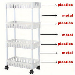 Plastic Storage Cart 4 Layers Multifunctional Garage Rack
