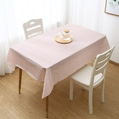 Waterproof Pink Plaid Tablecloth Tea Study Office Table Mat