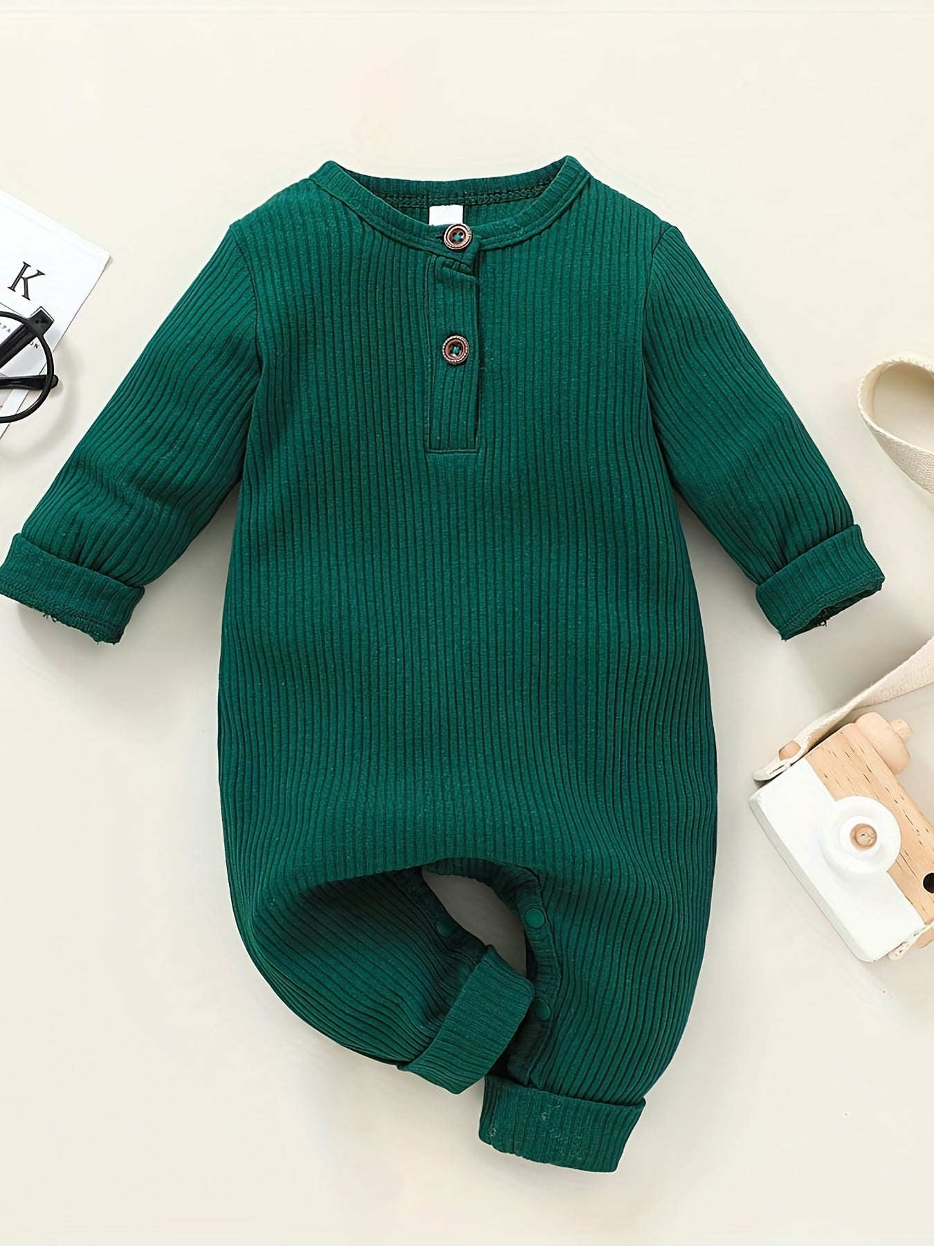 Newborn Boys Knitted Romper Casual Thermal Long Sleeve Jumpsuit Dark Brown