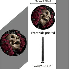 2pcs Rose Skull Car Cup Holder Coasters