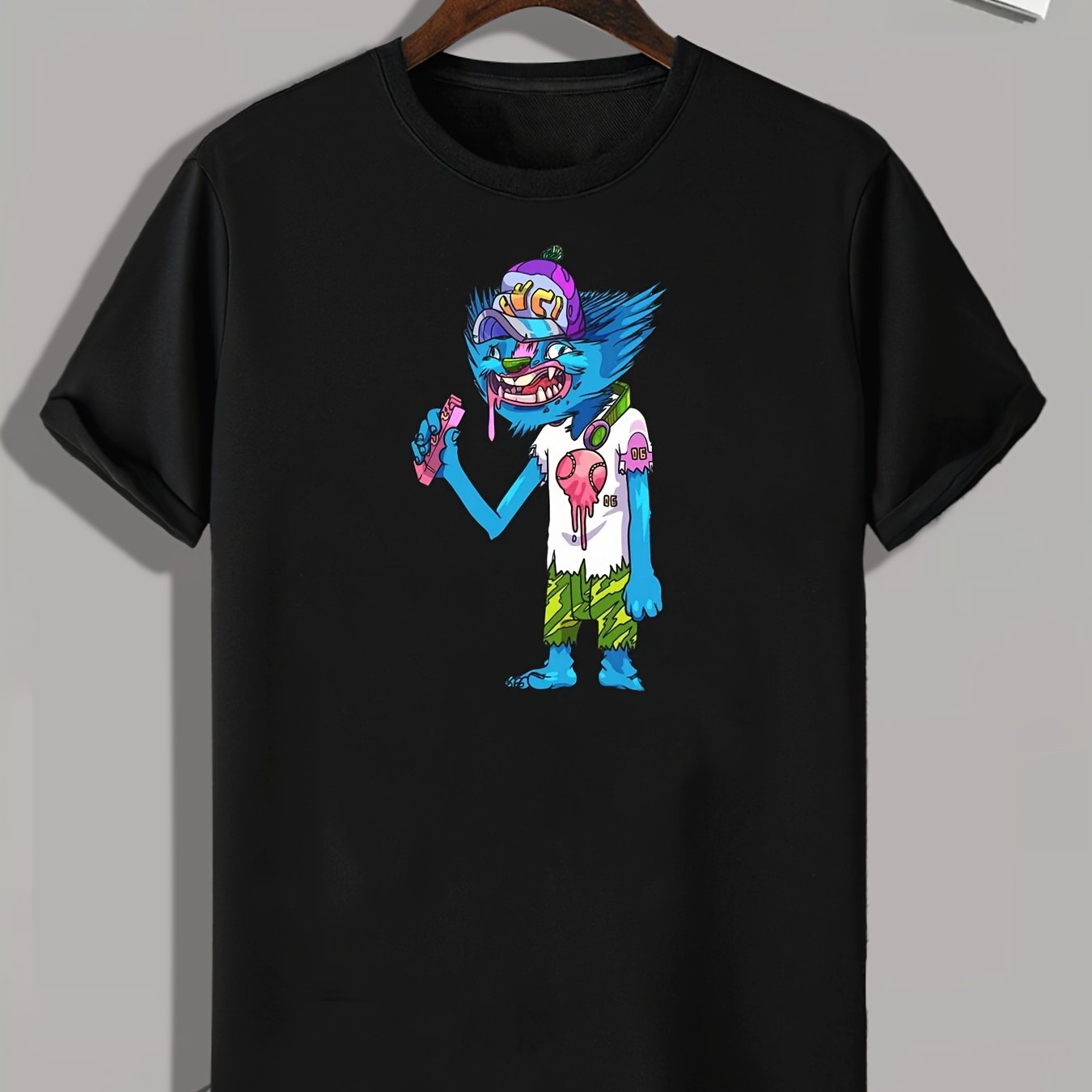 Cartoon Print Men's Graphic T-shirt for Summer
