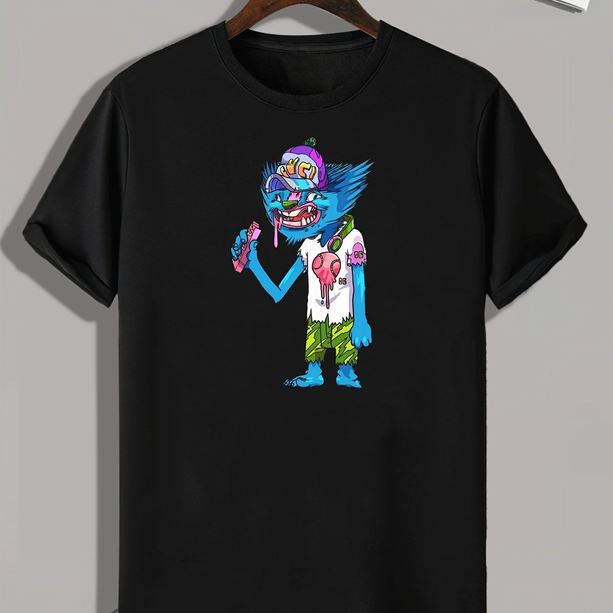 Cartoon Print Men's Graphic T-shirt for Summer