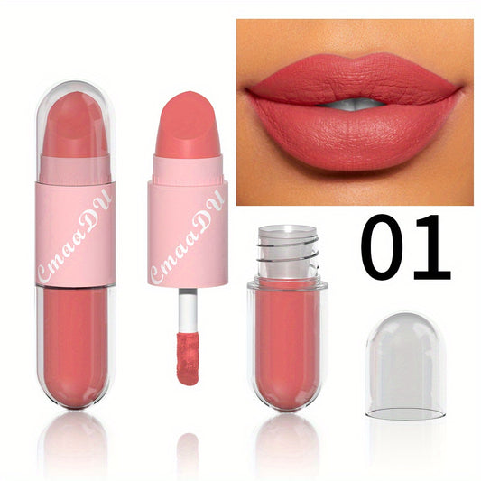2-in-1 Lipstick Lip Gloss Set Waterproof Long Lasting Matte Finish Lip Makeup