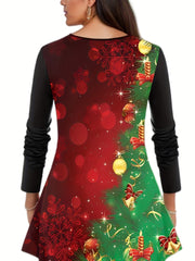Women's Plus Size Santa Claus & Elk Print Peplum Top & Leggings Set