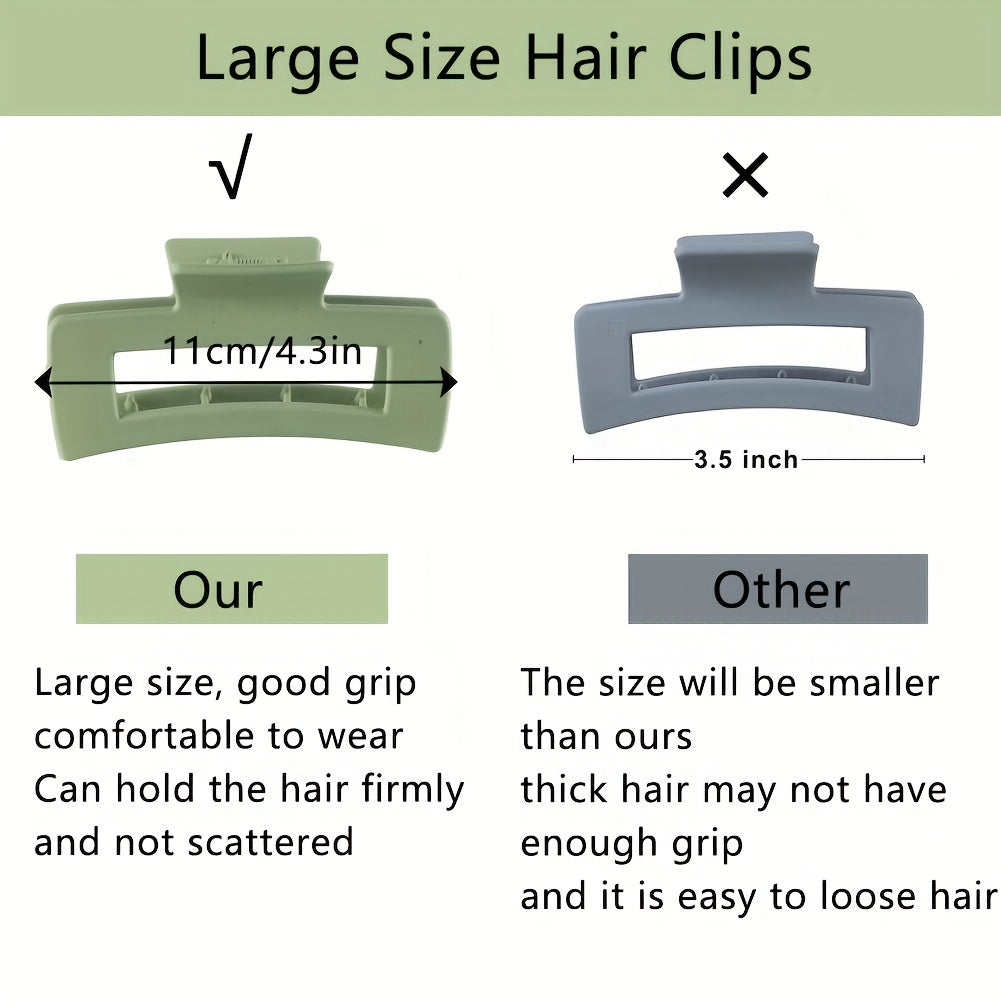 10pcs Large Hair Claw Rectangle Hair Clips for Thick Hair Non Slip