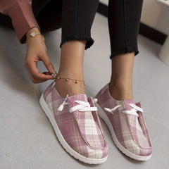 Women's Plaid Canvas Shoes Casual Sneakers Lace Up Outdoor All Match