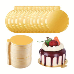 50 Mini Golden Cake Boards Disposable Cupcake Trays 3"