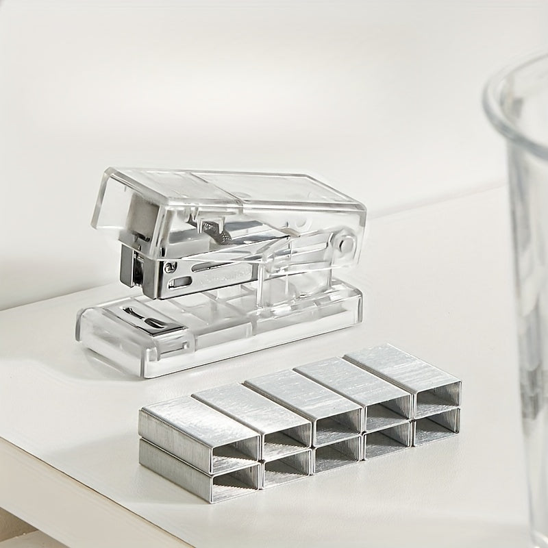 1pc Mini Stapler Clear Handheld Effortless Paper Bookbinding Machine
