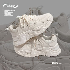 HUANQIU Women's Lace-up Chunky Sneakers Comfy Thick Sole Dad Shoes