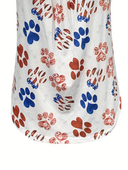 Paw Print Square Neck Tank Top Summer Sleeveless Casual Women's Clothing