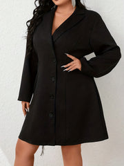  Solid Button Up Long Sleeve Dress