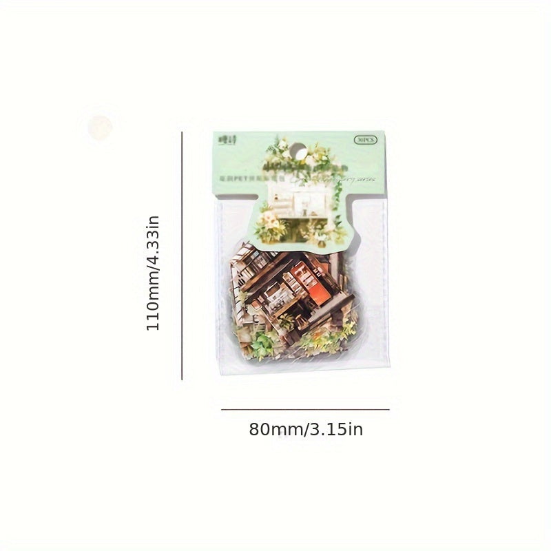 30pcs Coffee Collage Story Series Journal Sticker Pack Retro Afternoon Tea