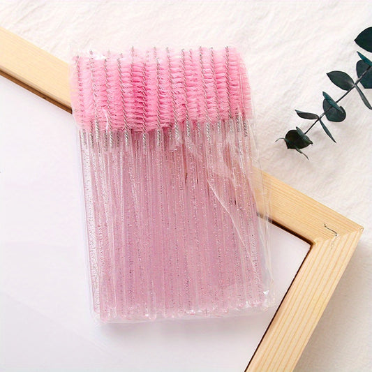 50pcs Crystal Eyelash Brush Spoolie Brushes for Extensions and Mascara