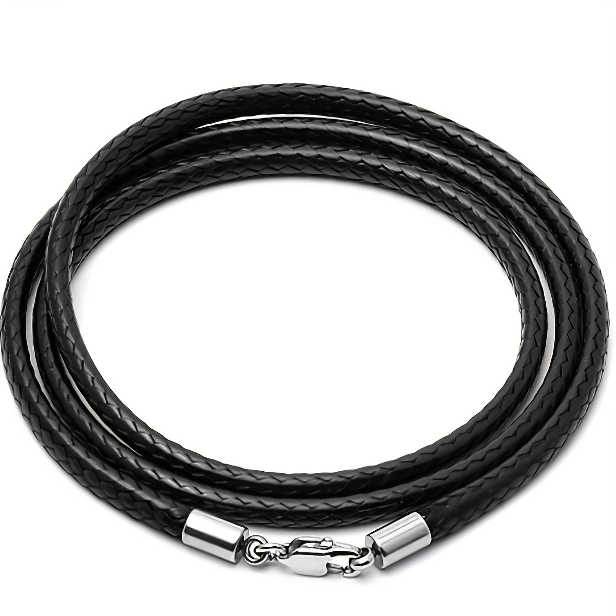 Men 3mm Wax Cord Choker Necklace Stainless Steel Clasp 16