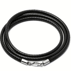 Men 3mm Wax Cord Choker Necklace Stainless Steel Clasp 16