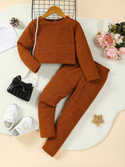 Toddler Girls Solid Pullover Pants Set Spring Fall Gift