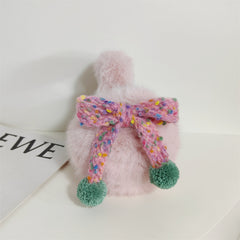 Women's Plush Winter Earmuffs with Bow & Pom Pom Brown