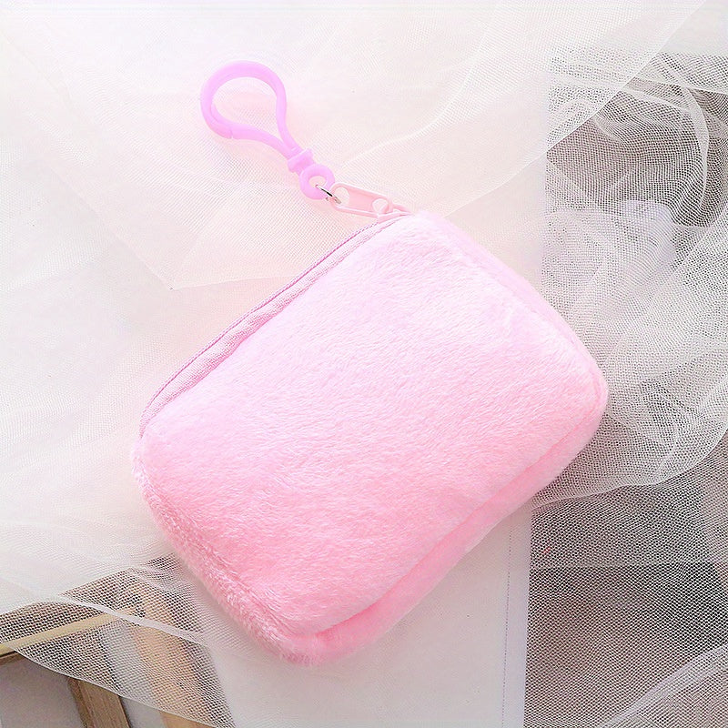Mini Plush Zipper Storage Bag Portable Key Case