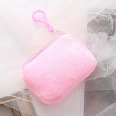 Mini Plush Zipper Storage Bag Portable Key Case