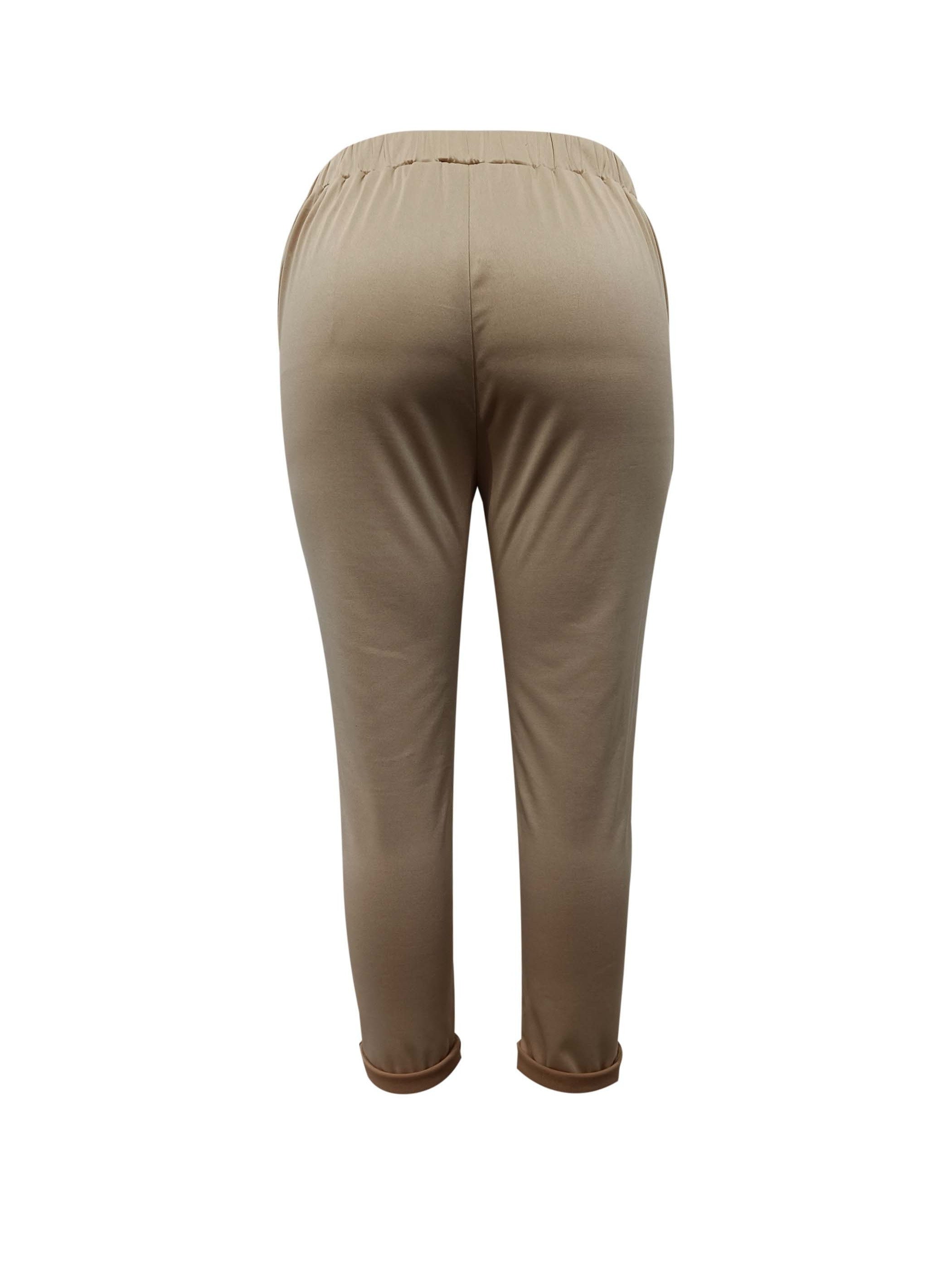  Solid Drawstring Tapered Leg Trousers