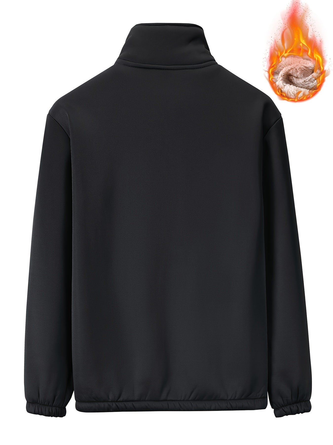 Men's Rose Print Fleece Zip Up Jacket Thermal Outerwear For Winter