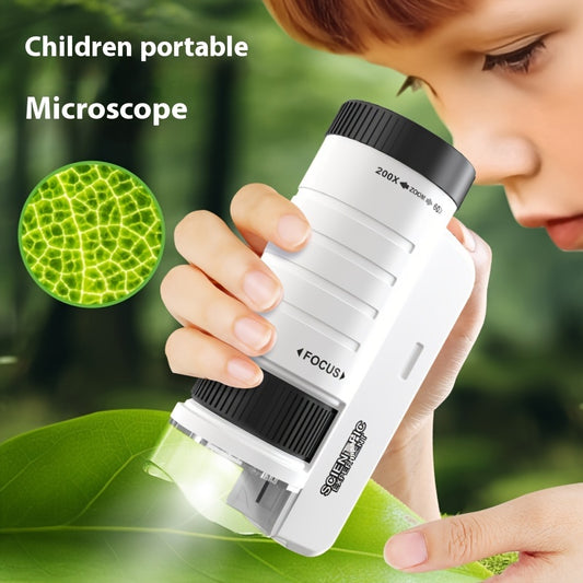 Handheld Mini Microscope Toy with LED Light 60X 200X