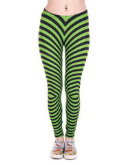 Striped Long Leggings High Waist Casual Stretchy Leggings