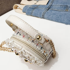 Girls Crossbody Bowknot Purse Pearl Flowers Handbags Shoulder Bag