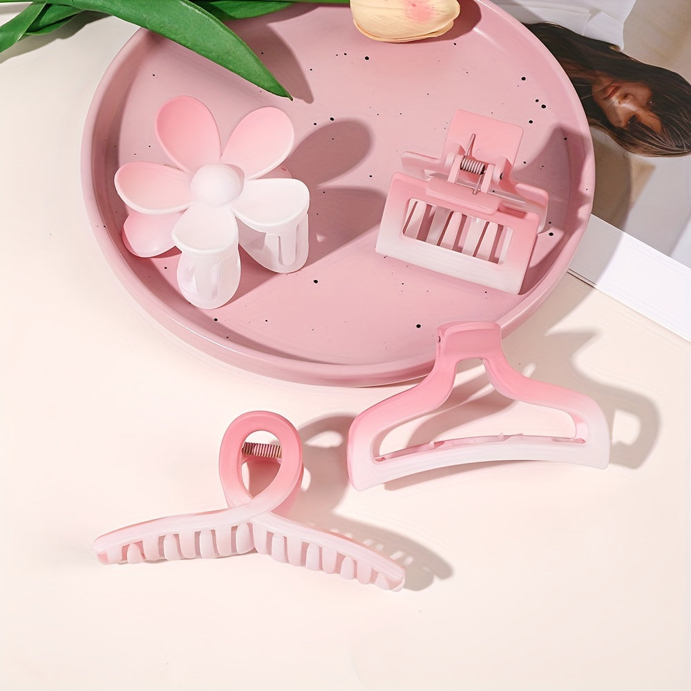 6pcs Gradient Flower Hair Claw Ponytail Holder Women
