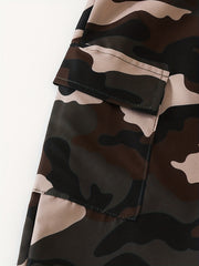 Boys Camo Cargo Pants Elastic Waist Joggers Kids Outdoor Bottoms