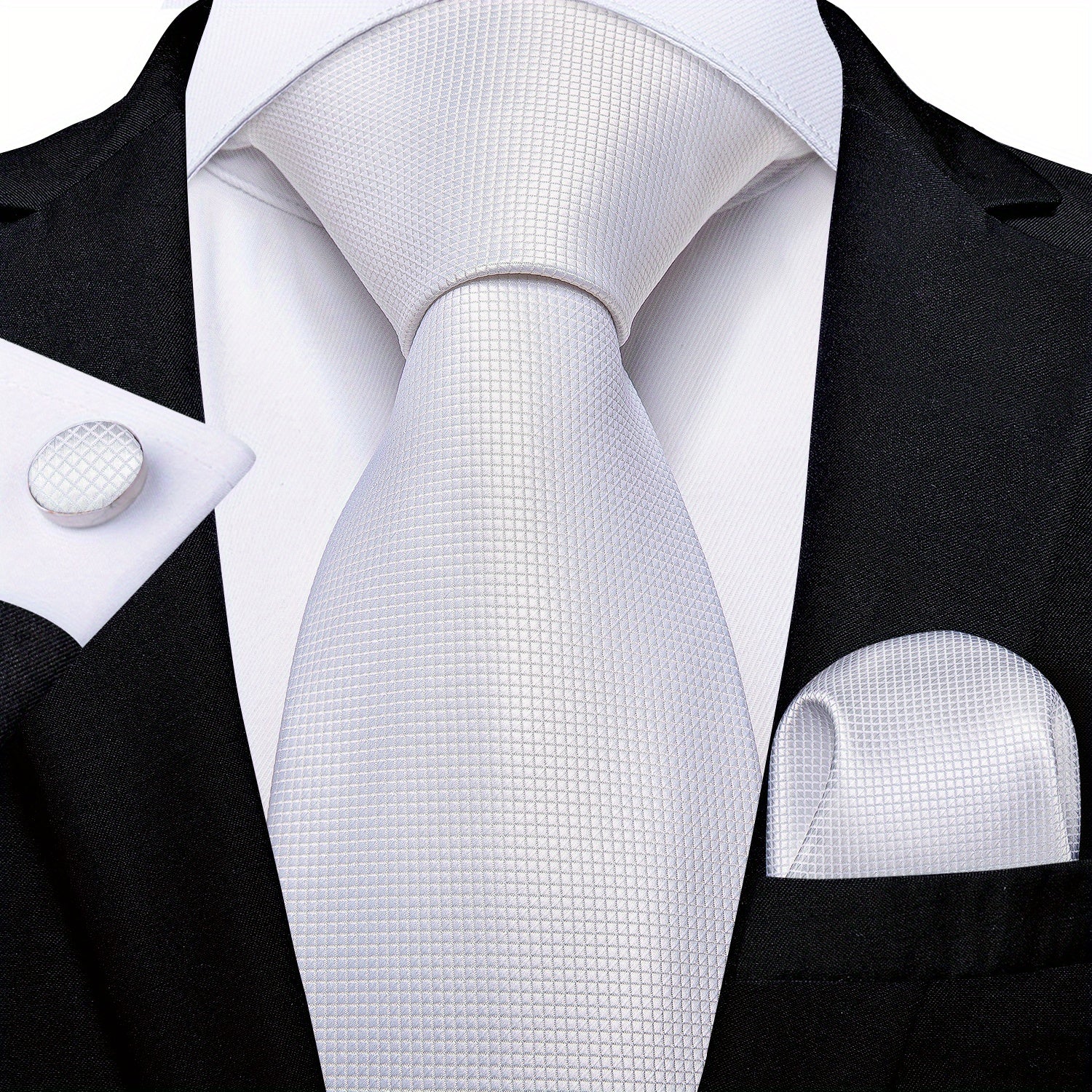 Silk Men's Tie Solid Color Necktie Set