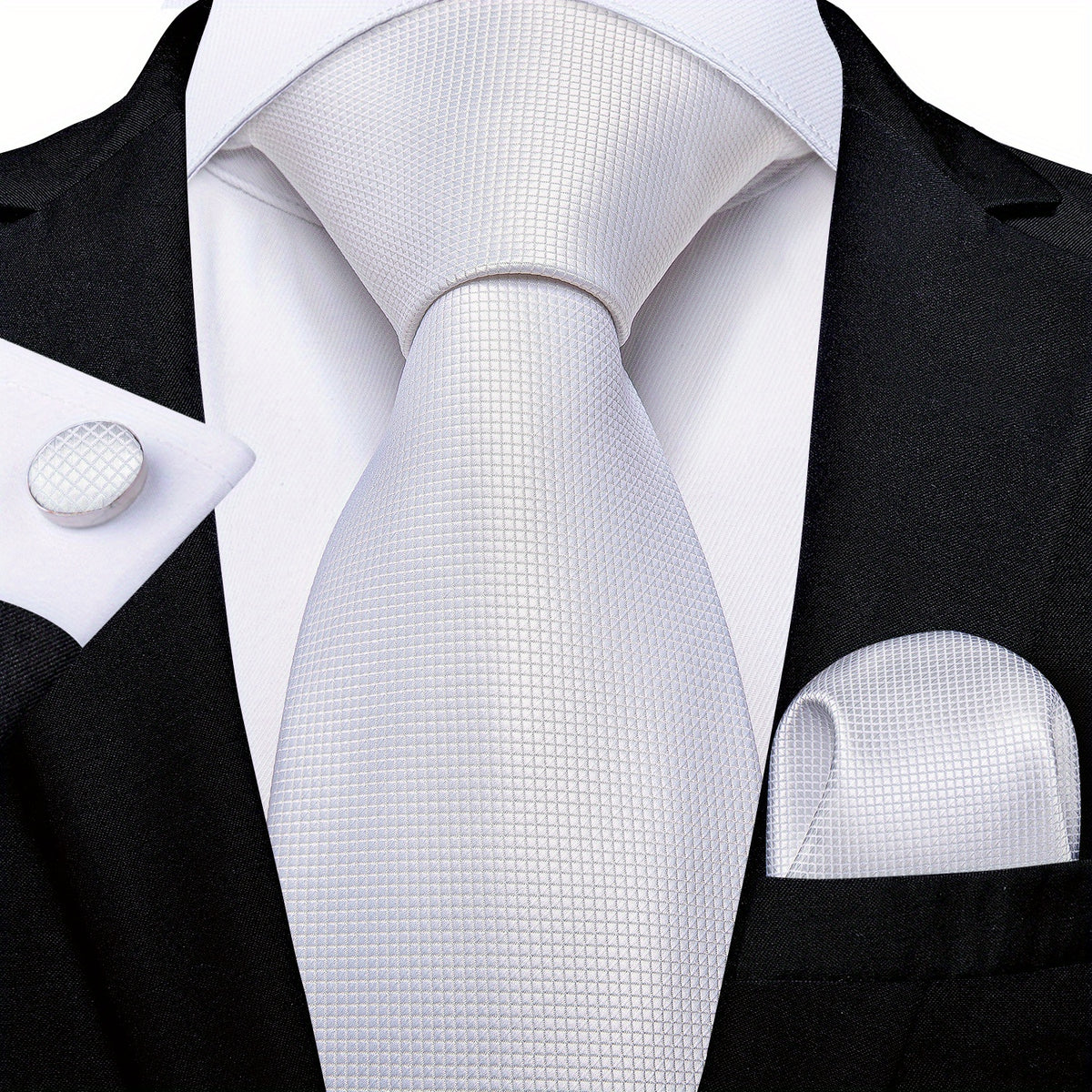 Silk Men's Tie Solid Color Necktie Set