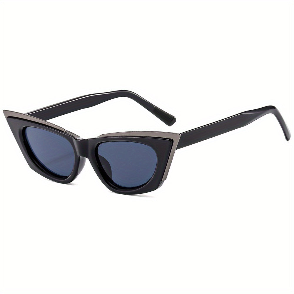 Cat Eye Sunglasses Men Hip hop Metal Pointed Model Runway Show Sunglasses